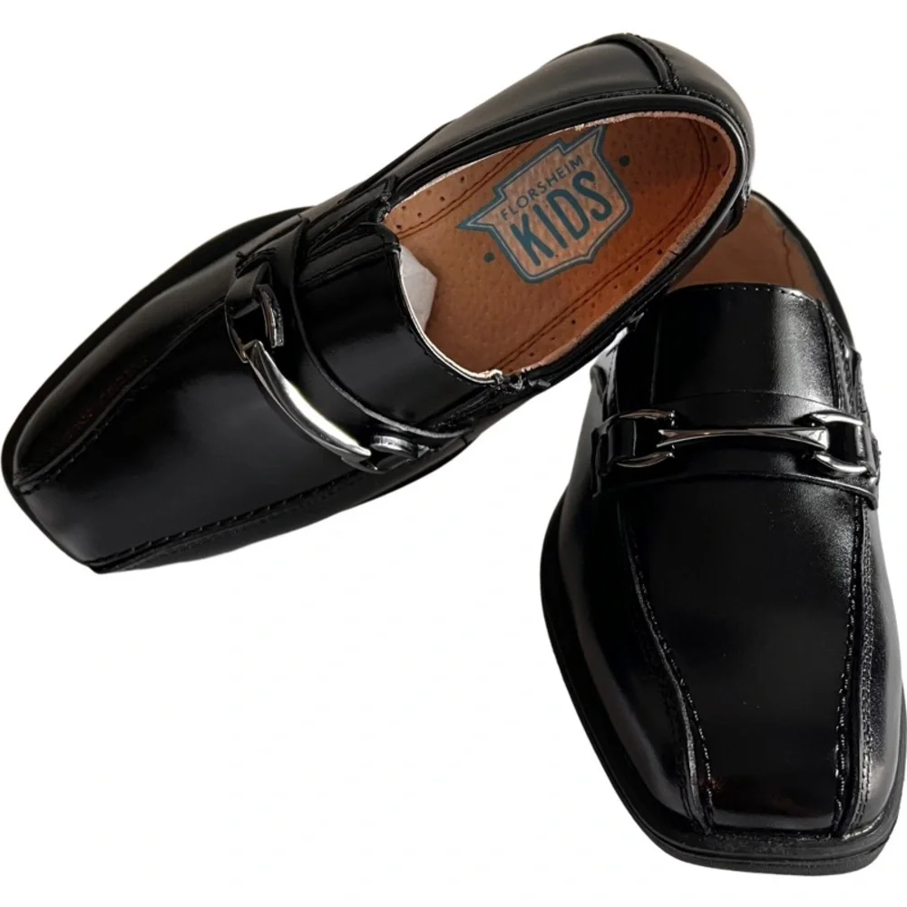 NIB Florsheim Reveal Bit Jr Black Leather Loafers Boys Toddler Size 11